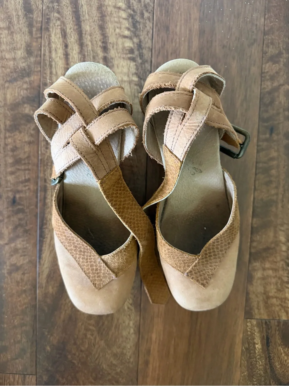 Free People Brown Platform Ankle-Strap Wedges